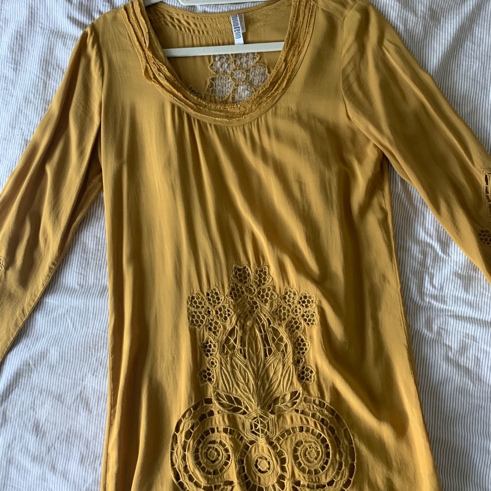 Right above the knee mustard yellow dress